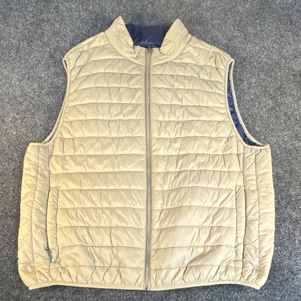 Saddlebred Men's Puffer Vest XL Beige Full Zip Pockets Quilted Lined